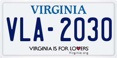 VA license plate VLA2030