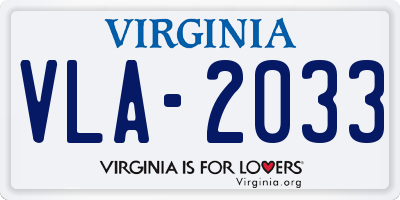 VA license plate VLA2033