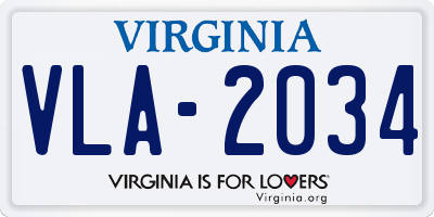 VA license plate VLA2034