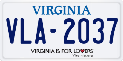VA license plate VLA2037