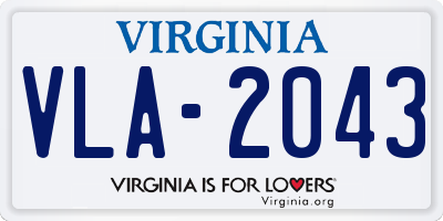 VA license plate VLA2043
