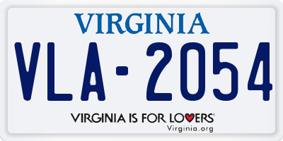 VA license plate VLA2054