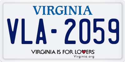 VA license plate VLA2059
