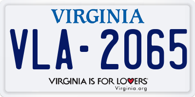 VA license plate VLA2065