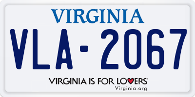 VA license plate VLA2067