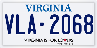 VA license plate VLA2068