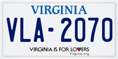 VA license plate VLA2070