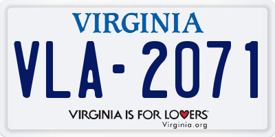 VA license plate VLA2071
