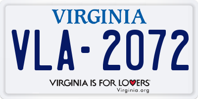 VA license plate VLA2072