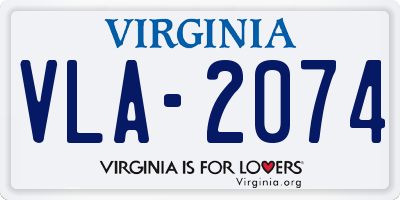VA license plate VLA2074