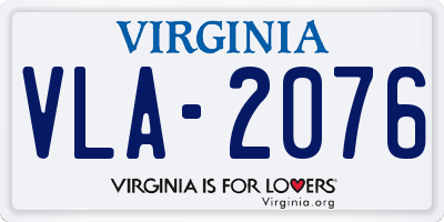 VA license plate VLA2076