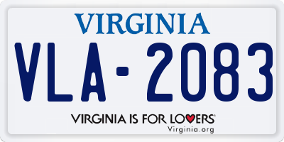 VA license plate VLA2083