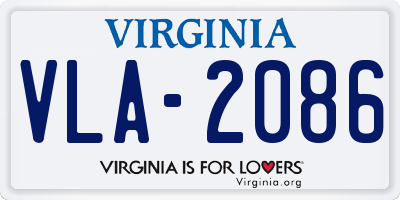 VA license plate VLA2086