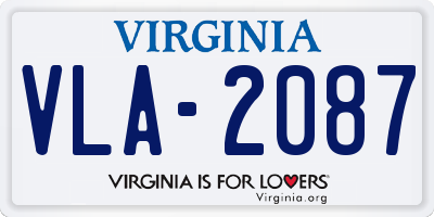 VA license plate VLA2087