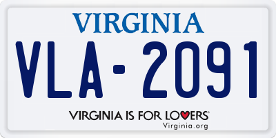 VA license plate VLA2091