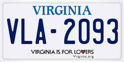VA license plate VLA2093