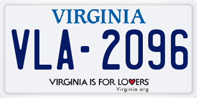 VA license plate VLA2096