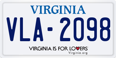 VA license plate VLA2098