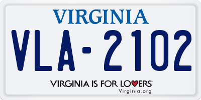 VA license plate VLA2102