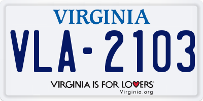 VA license plate VLA2103