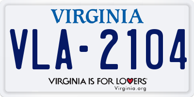 VA license plate VLA2104