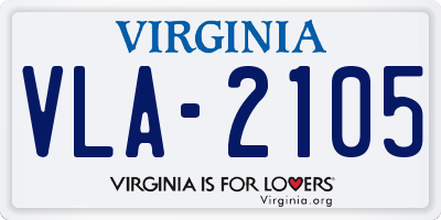 VA license plate VLA2105