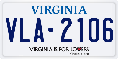 VA license plate VLA2106