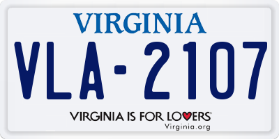 VA license plate VLA2107