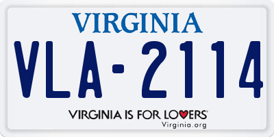 VA license plate VLA2114