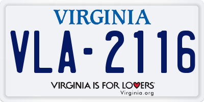 VA license plate VLA2116