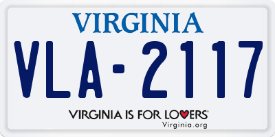 VA license plate VLA2117