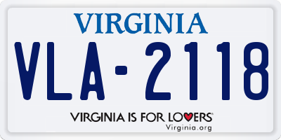 VA license plate VLA2118