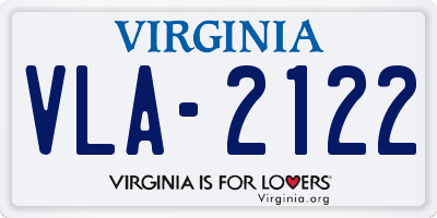 VA license plate VLA2122