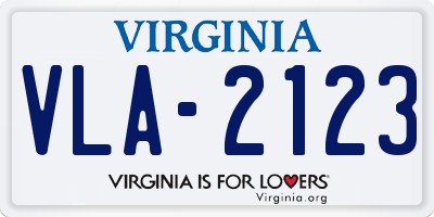 VA license plate VLA2123