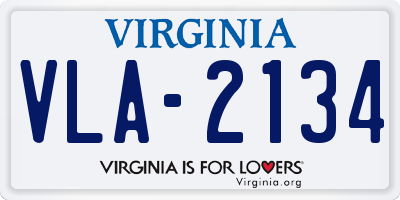 VA license plate VLA2134