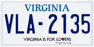 VA license plate VLA2135