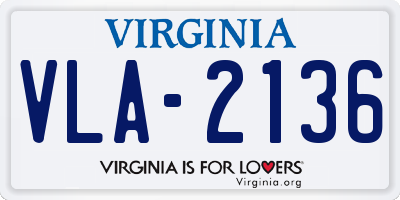VA license plate VLA2136