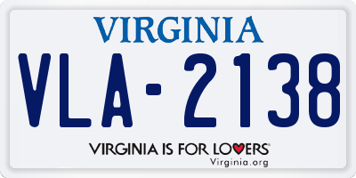 VA license plate VLA2138