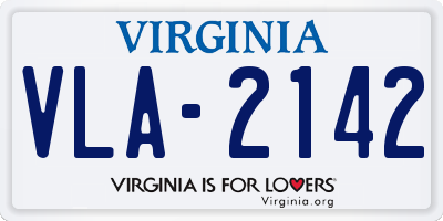 VA license plate VLA2142
