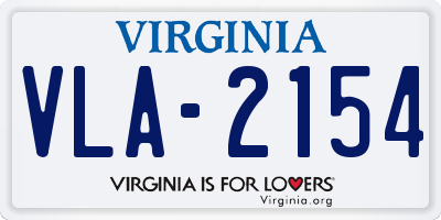VA license plate VLA2154
