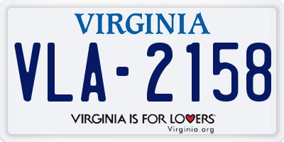 VA license plate VLA2158