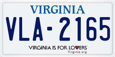 VA license plate VLA2165