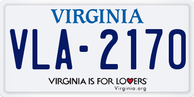 VA license plate VLA2170