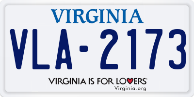 VA license plate VLA2173