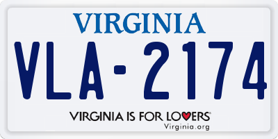VA license plate VLA2174