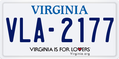 VA license plate VLA2177