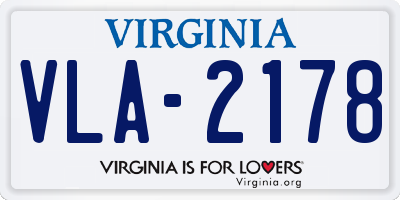 VA license plate VLA2178