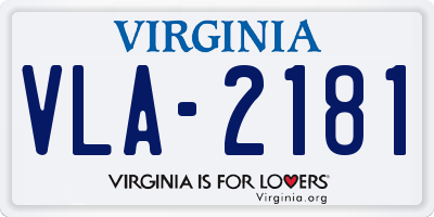 VA license plate VLA2181