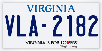 VA license plate VLA2182