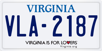 VA license plate VLA2187